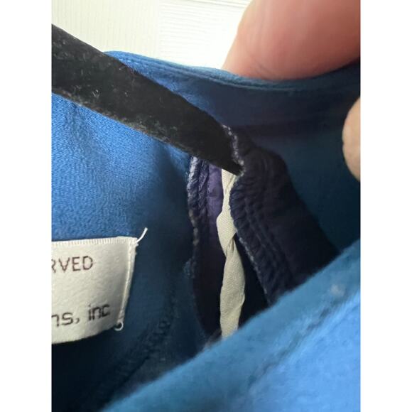 80s does 40s Karin Stevens Blue LS Embroided Beaded Secretary Geek Dress Size 12 - Picture 6 of 8